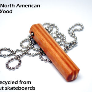 mens, necklace, maple wood, recycled, skateboards
