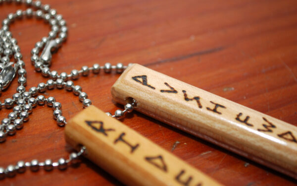necklace with message, pendant necklace, wood burned
