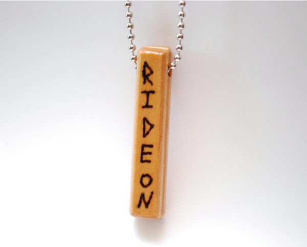 wood burned, jewelry, messaging, necklace, recycled