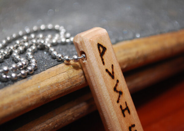wood, burned, necklace, pendant, skateboard